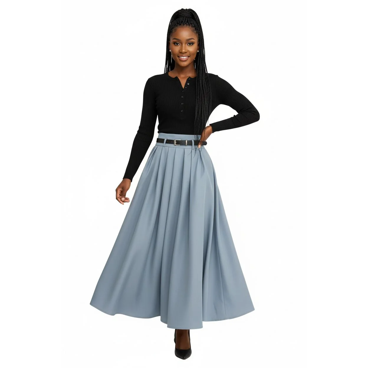 Elegant High-Waisted Umbrella Skirt - Image 3