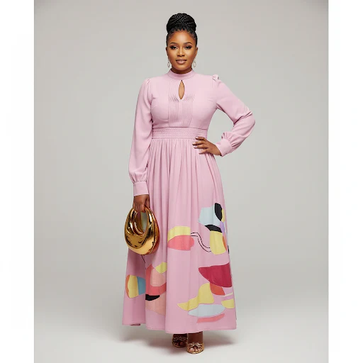 Elegant Patchwork Midi Dress - Image 4