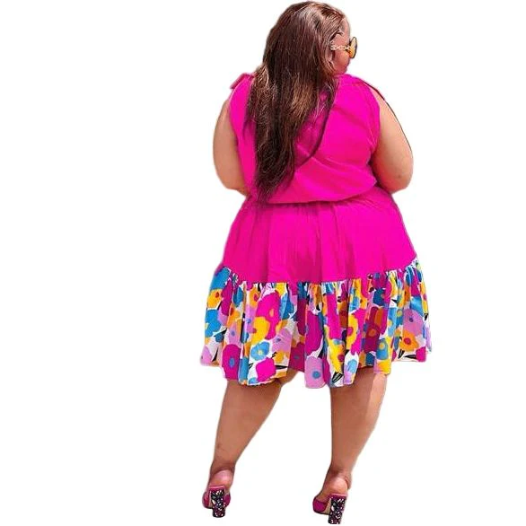 Elegant Plus Size Bottom Floral Midi 2 Piece Set - Image 4