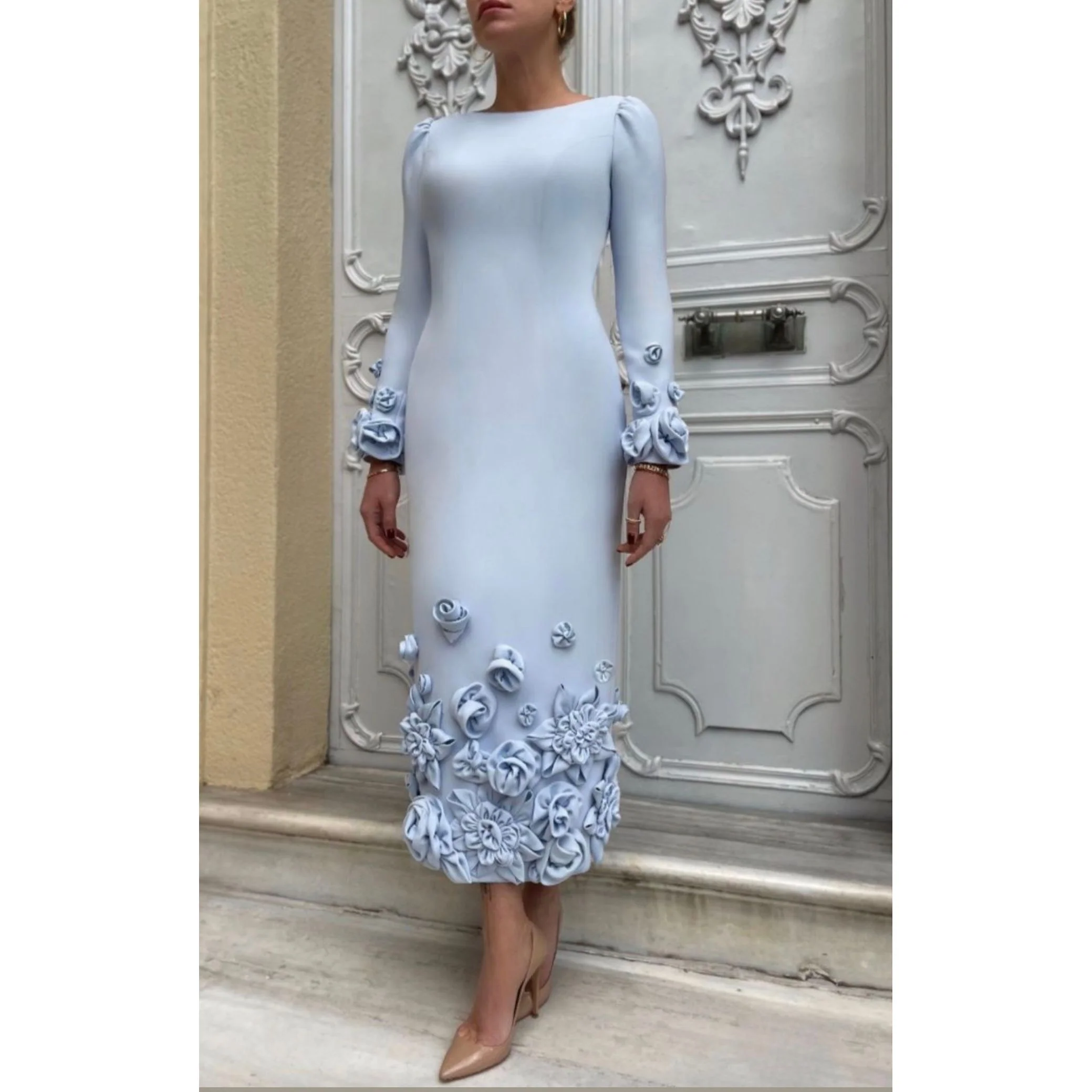 Elegant Plus Size Floral Pleat Midi Dress - Image 5
