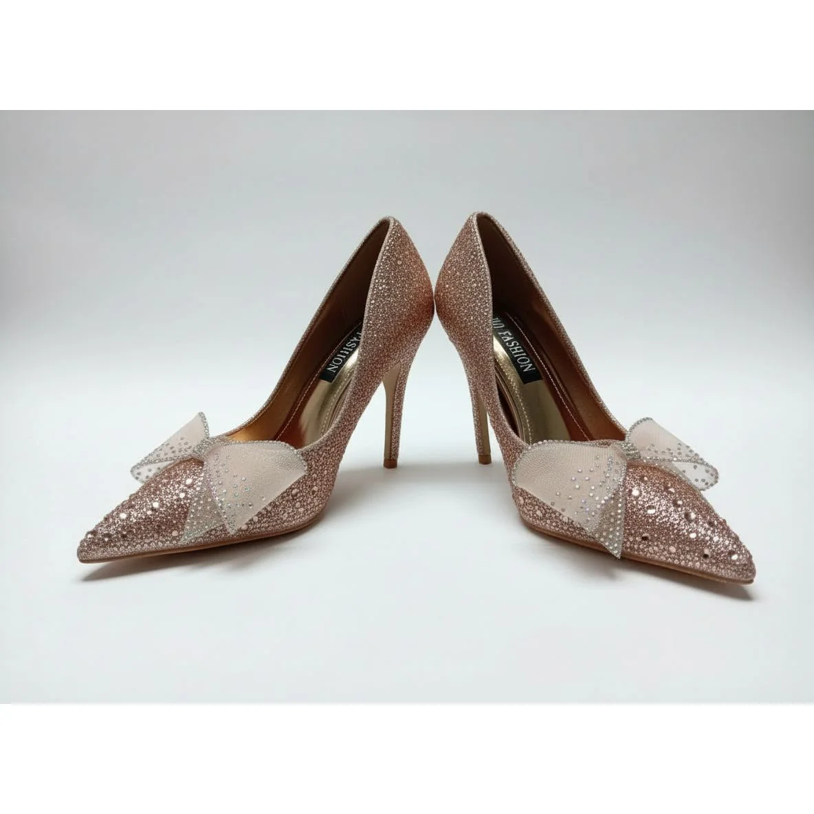 Elegant Pointed Bowknot Rhinestone Stilettos - Image 9