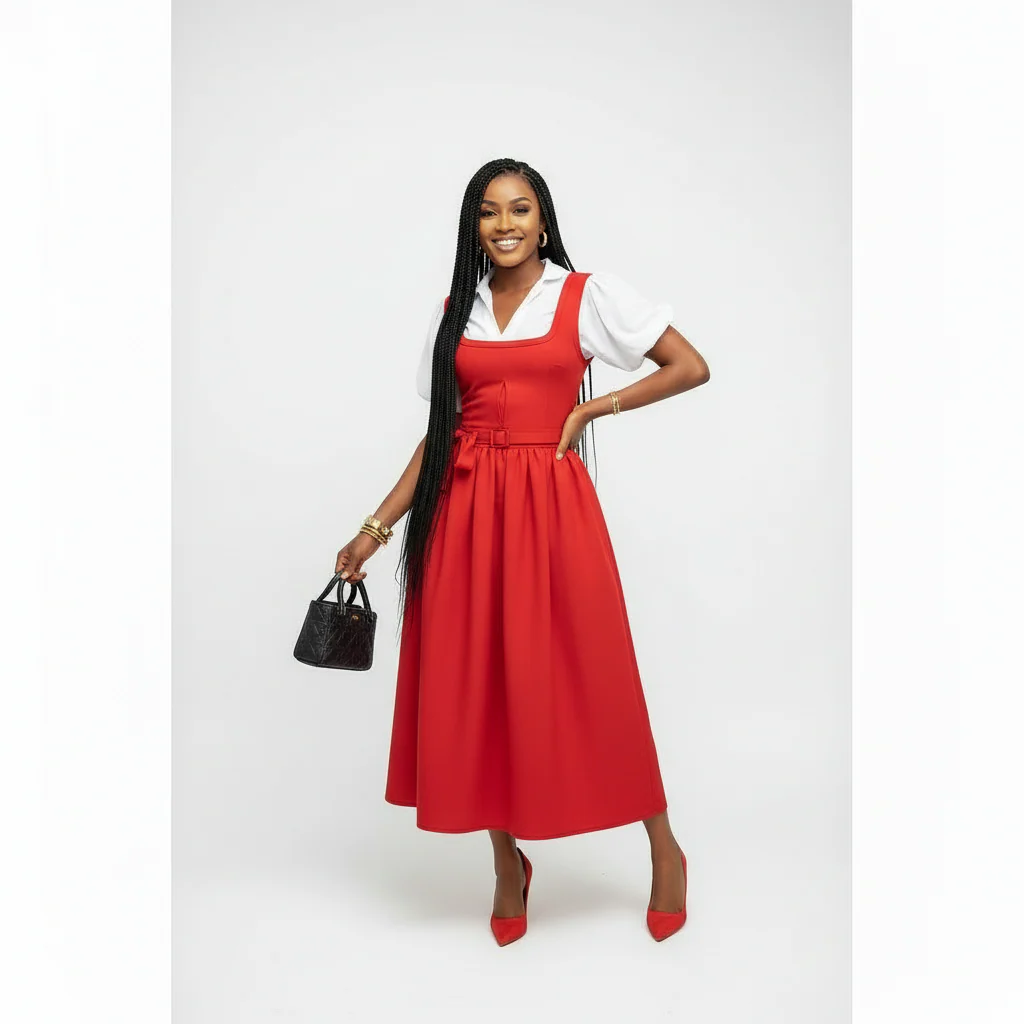 Elegant Puff Sleeve High Waist Maxi Dress - Image 3