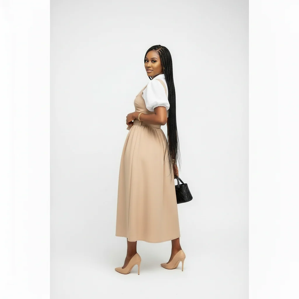 Elegant Puff Sleeve High Waist Maxi Dress - Image 4