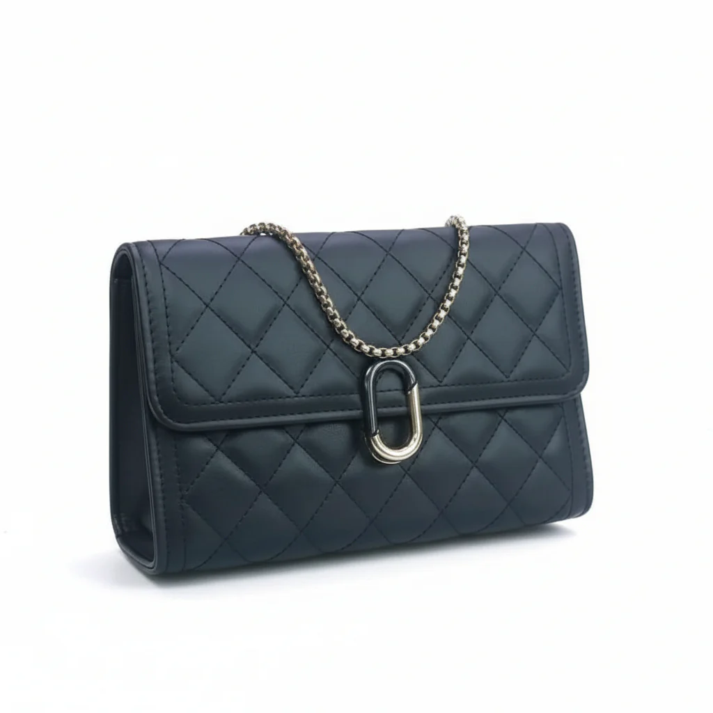 Elegant Quilted PU Leather With Chain Strap Mini Handbag - Image 3