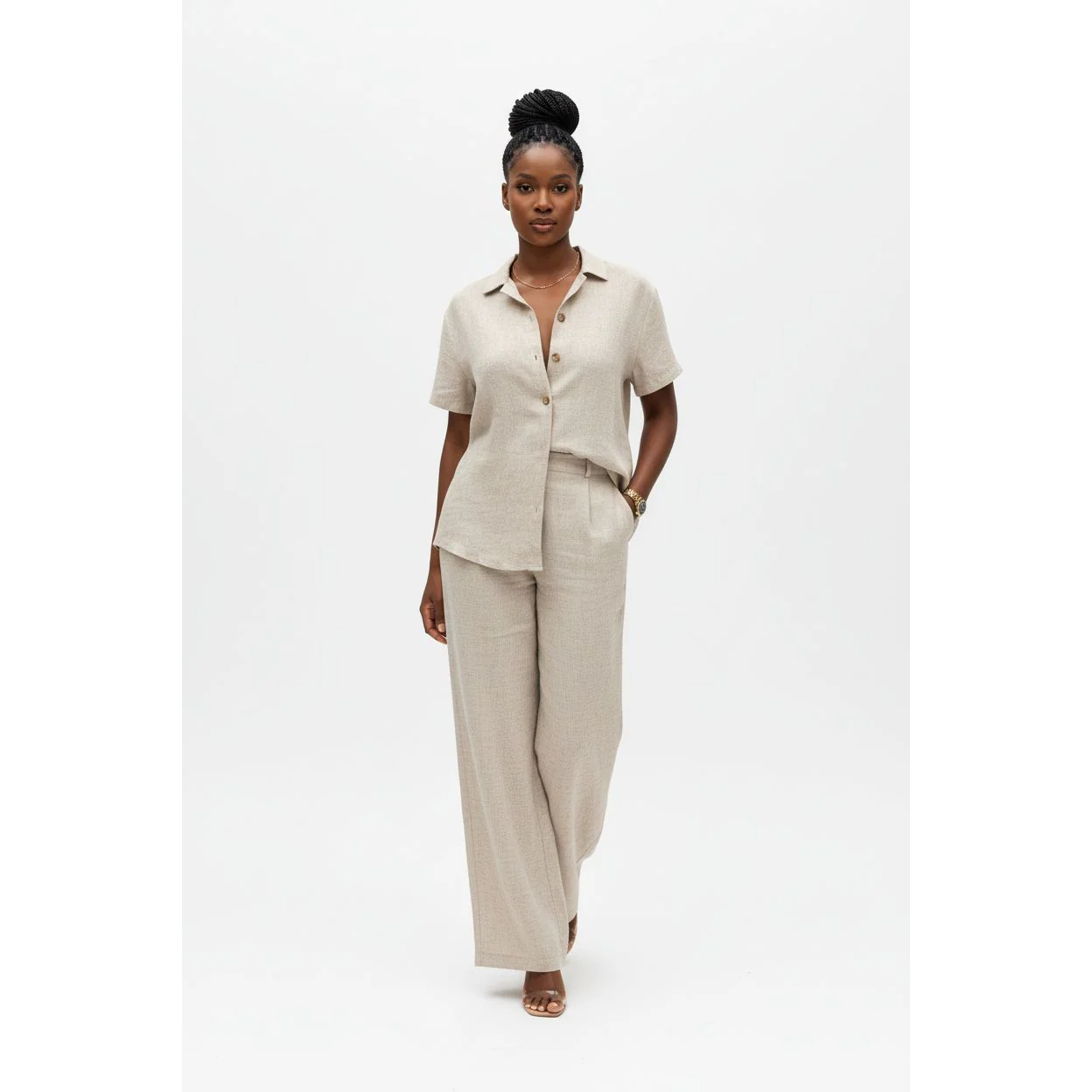 Elegant Short Sleeve Shirts & Pants Set