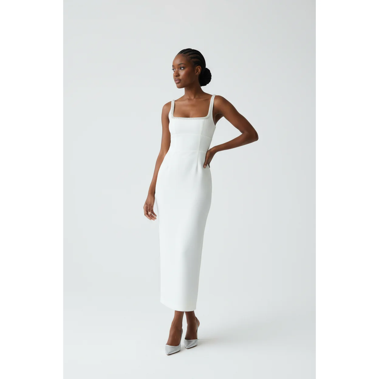 Elegant Square Neck Bodycon Maxi Dress