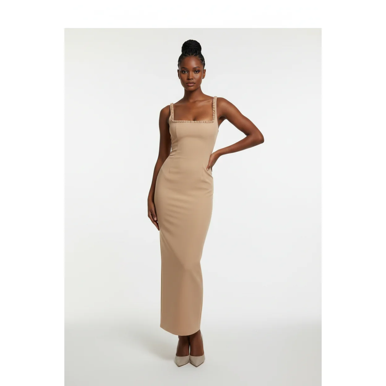 Elegant Square Neck Bodycon Maxi Dress - Image 2