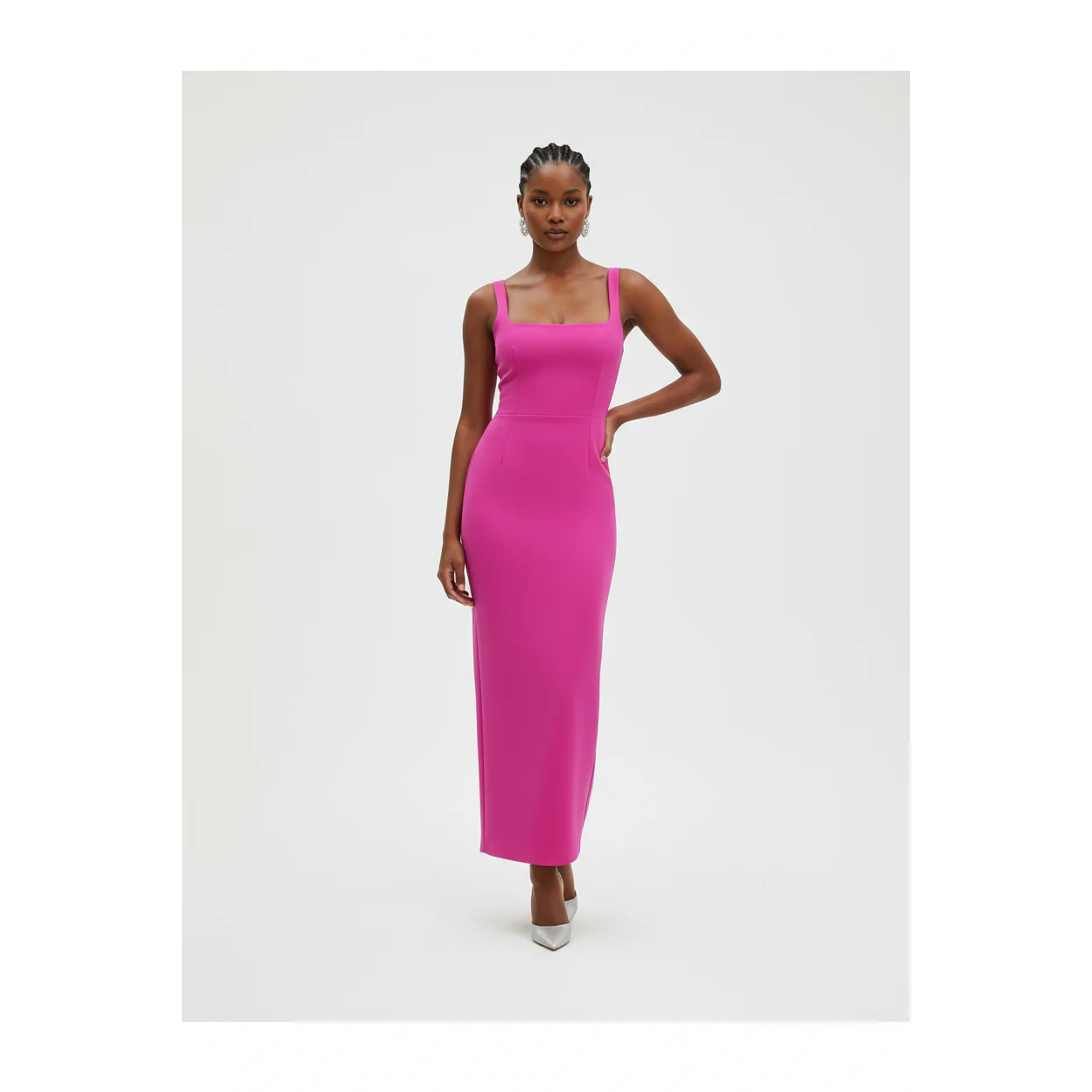 Elegant Square Neck Bodycon Maxi Dress - Image 4