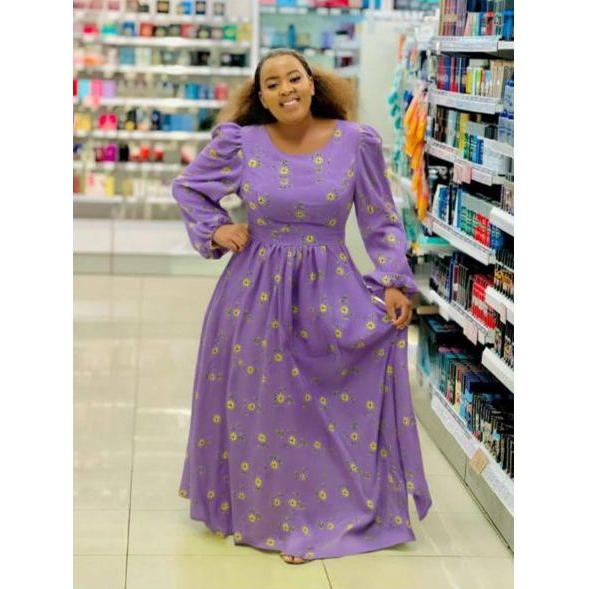 Square Neck Floral Textured Flare Waist Long Sleeve Dress - Image 7