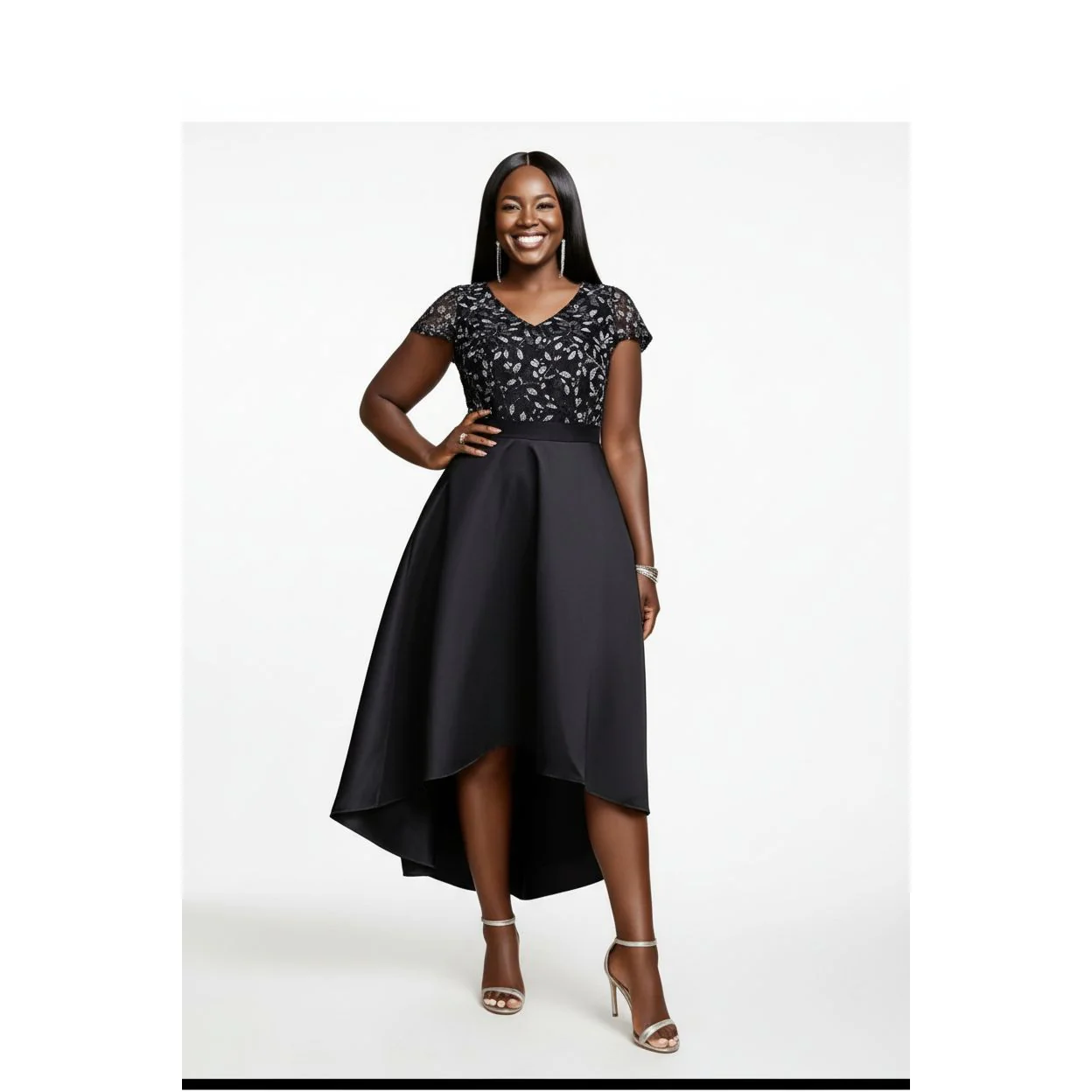 Elegant V-Neck Midi Party Dress - Image 4