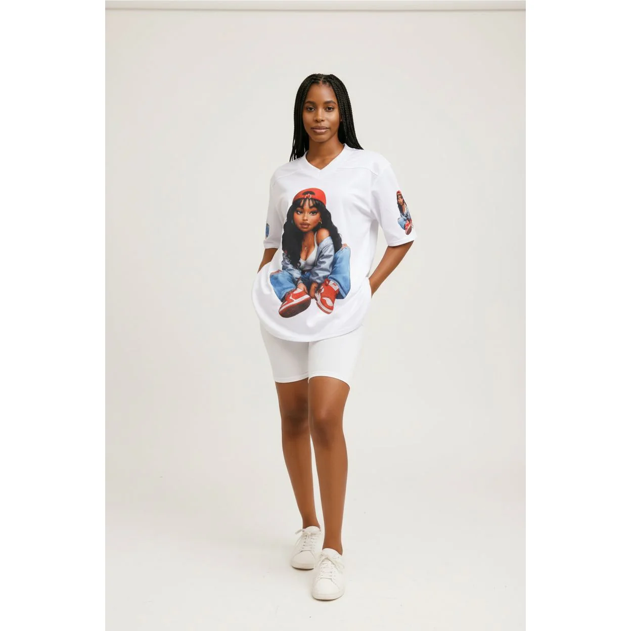 Embossed Cartoon Charactor Short Sleeve T-Shirt