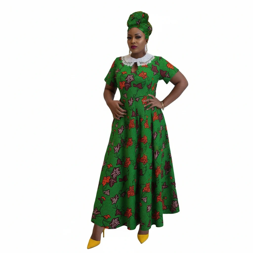 Ethnic Floral Pattern Style Maxi Dress - Image 2