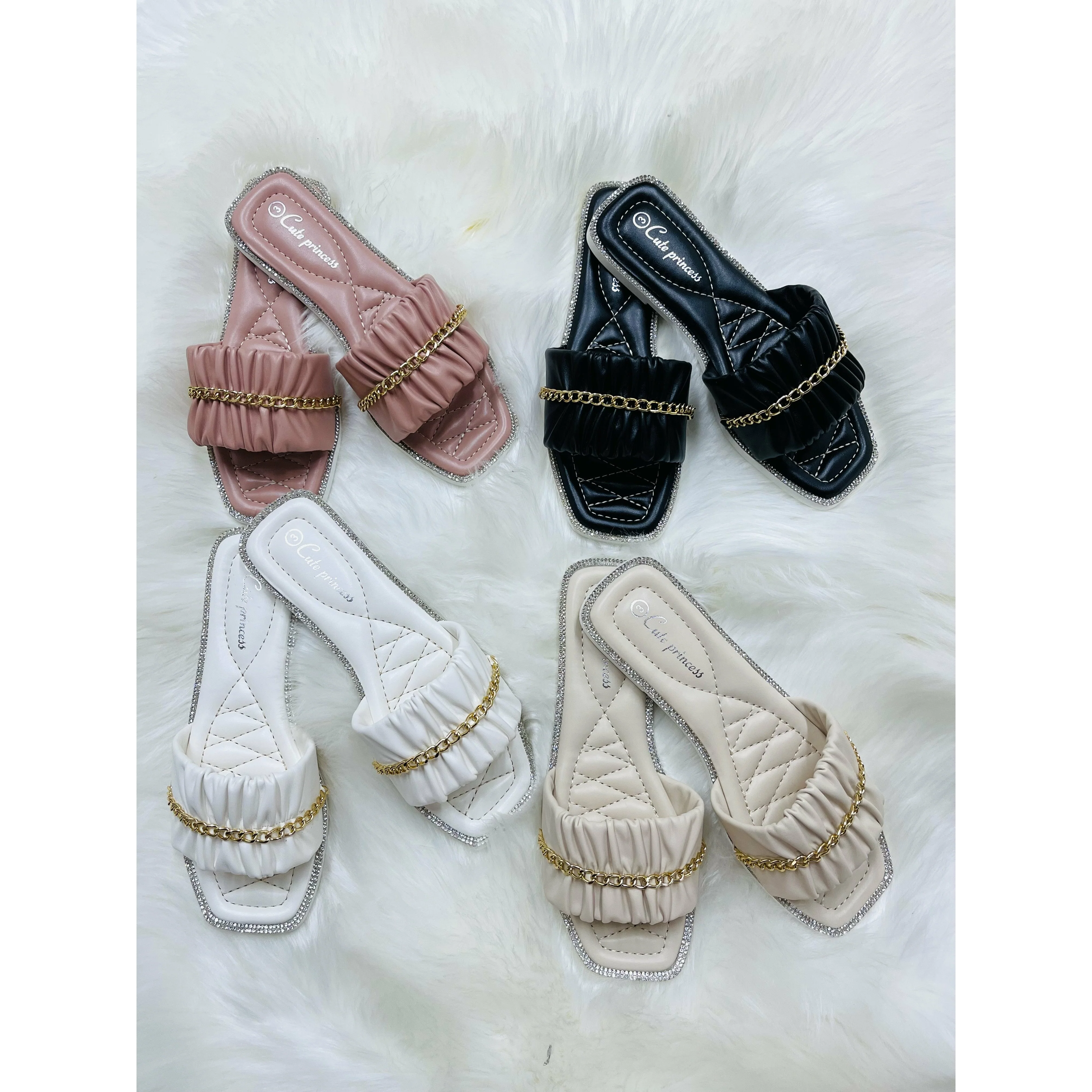 Fashion Mid-Heel Wrinkled Ladies Sandals - Image 3