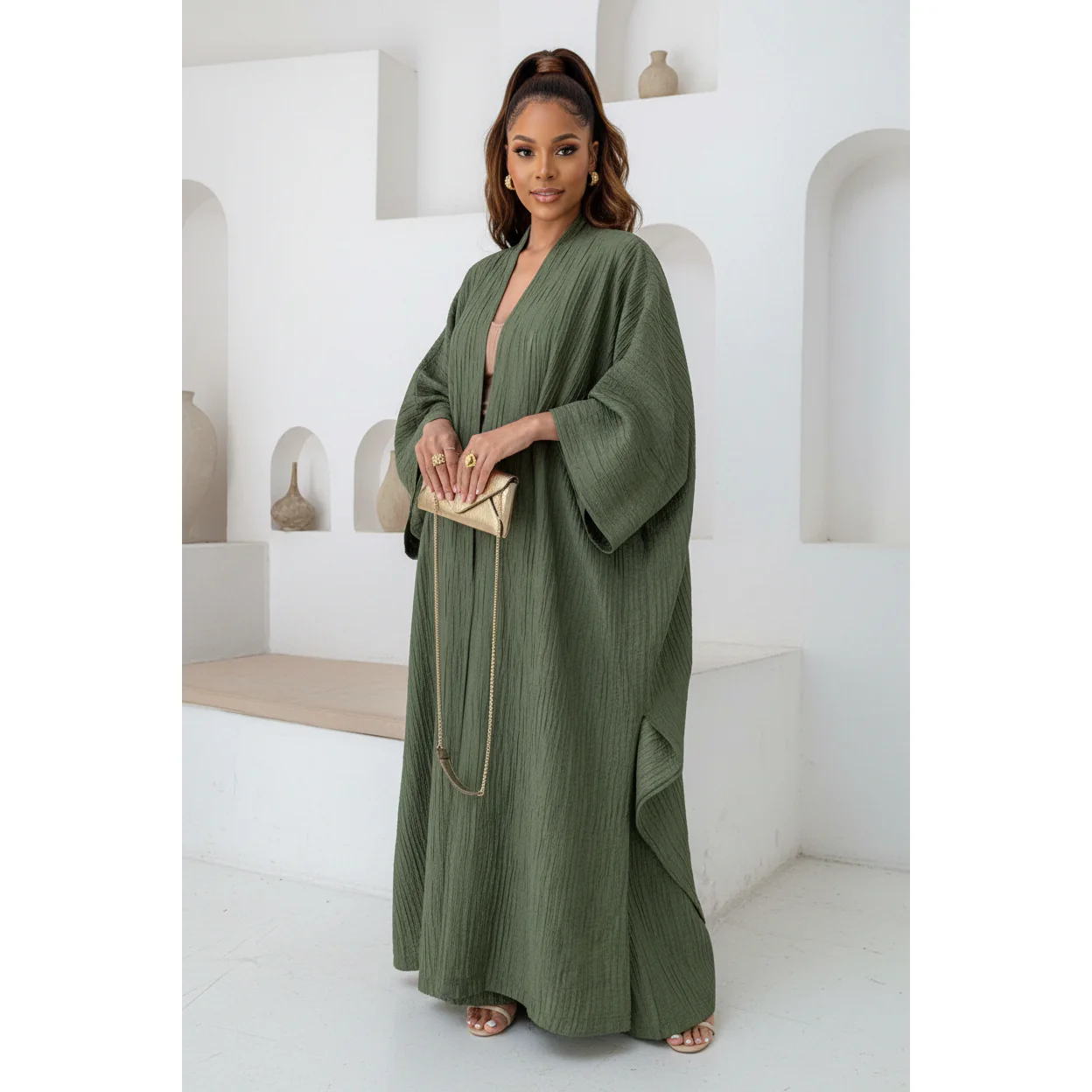 Fashion Slit Long Cardigan Leisure Two-Piece Set - Image 2
