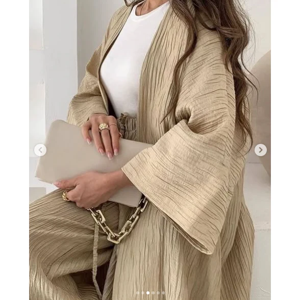 Fashion Slit Long Cardigan Leisure Two-Piece Set - Image 5