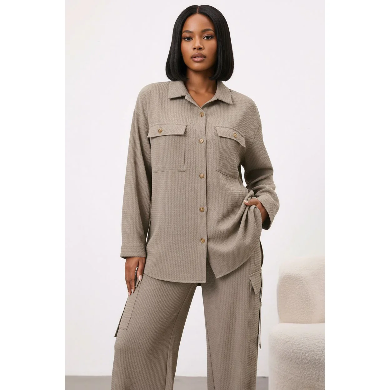 Casual Comfortable Linen Shirt And Pants Two Piece Set - Image 2