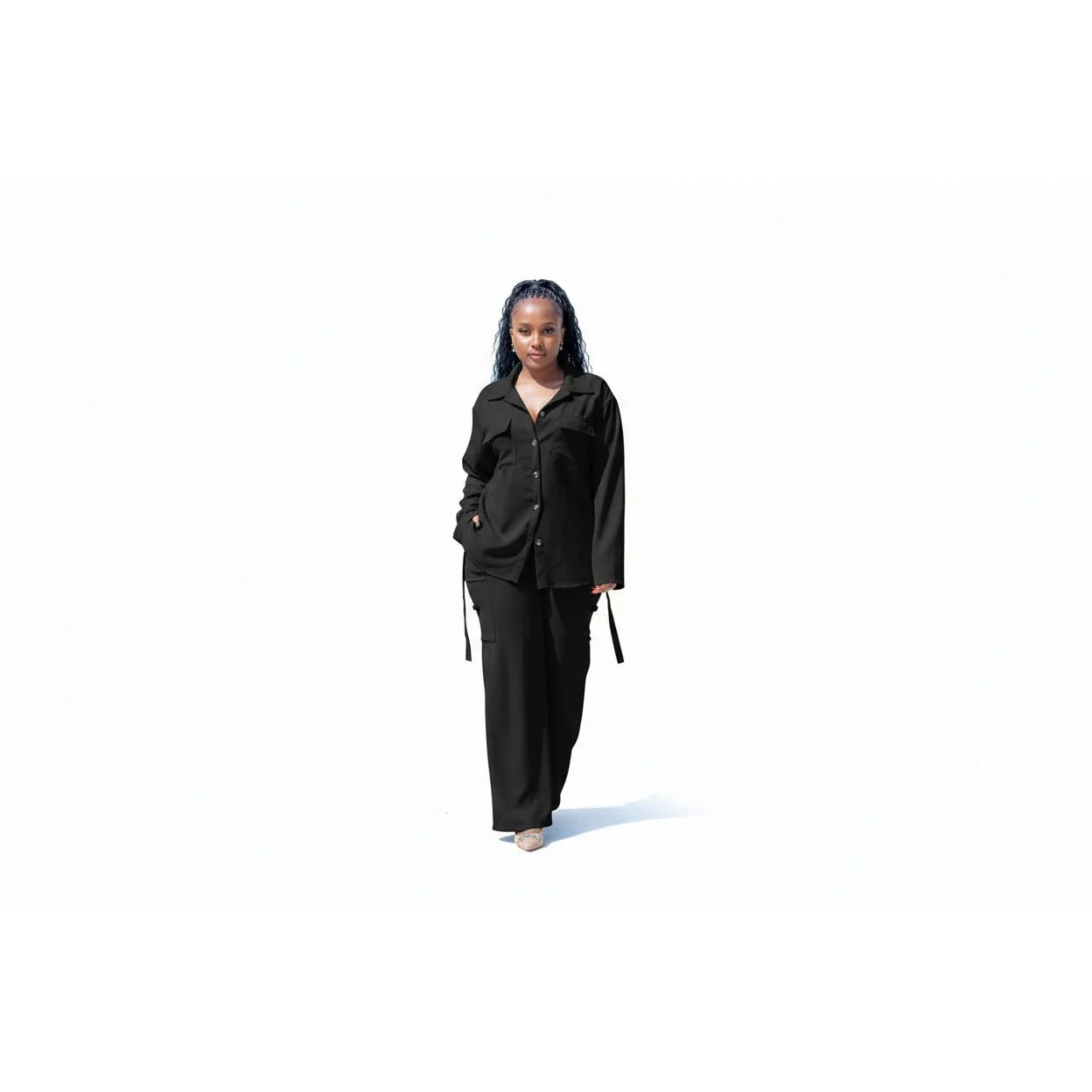 Casual Comfortable Linen Shirt And Pants Two Piece Set - Image 3