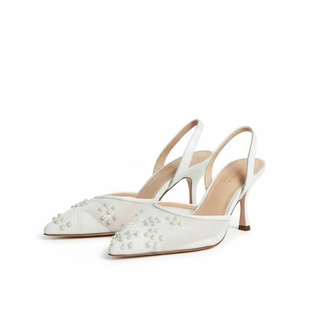 Fashionable High Heeled Pointed Toe Transparent Dress Shoes - Image 2