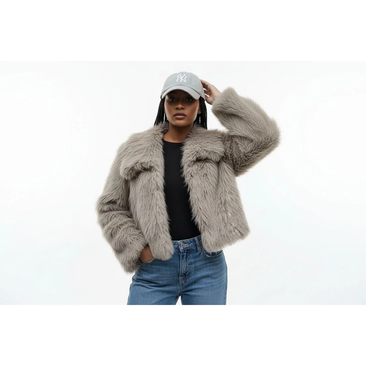Faux  Fur Long Sleeve Coat - Image 2