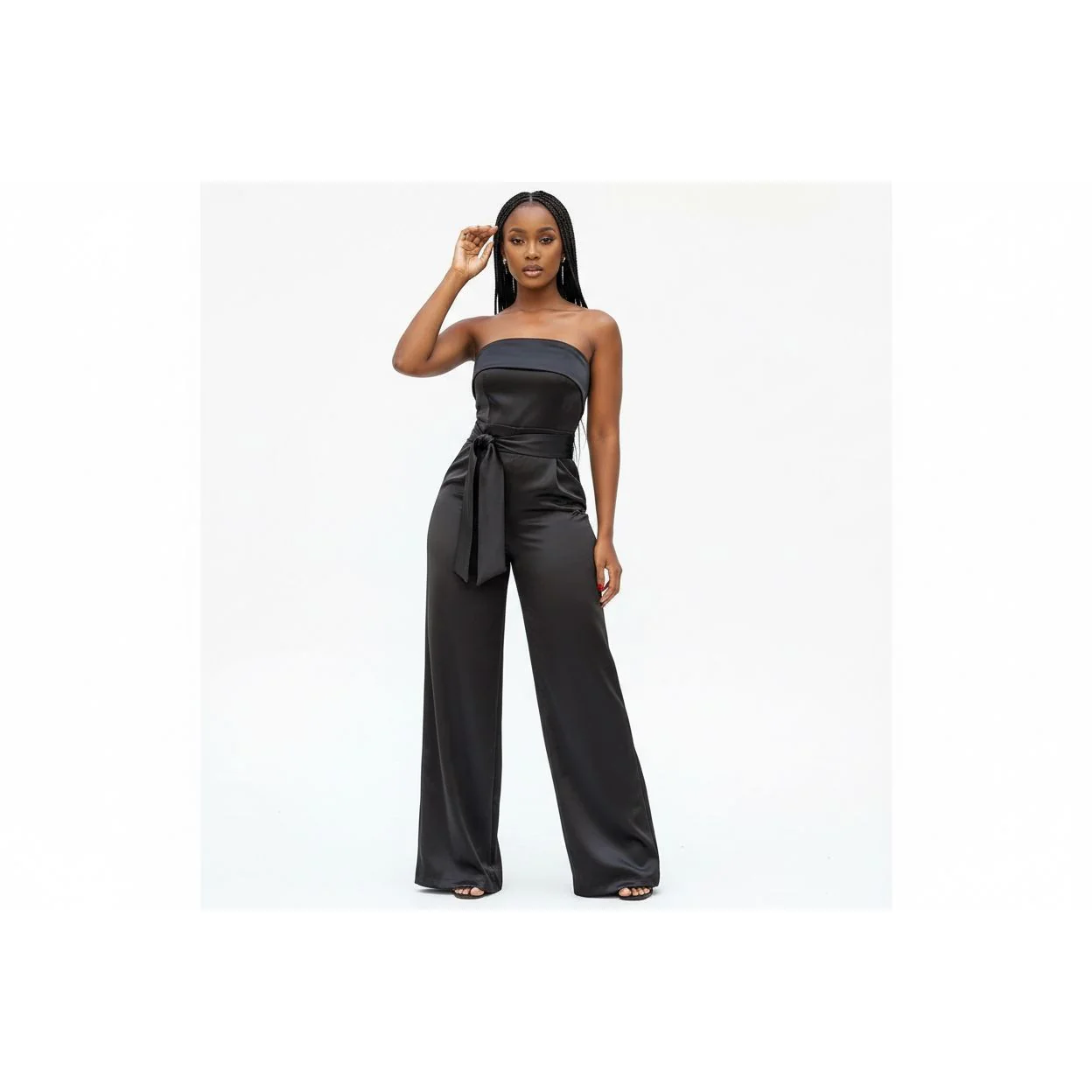 Faux Lather Boobtube Jumpsuit