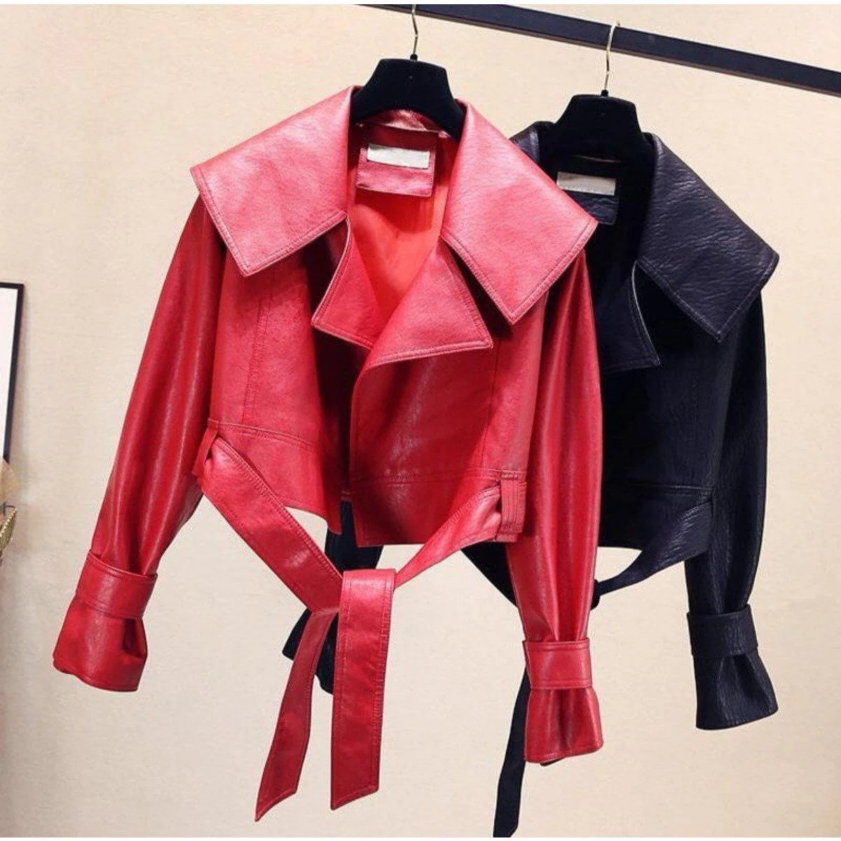 Faux Lather Crop Jacket - Image 12