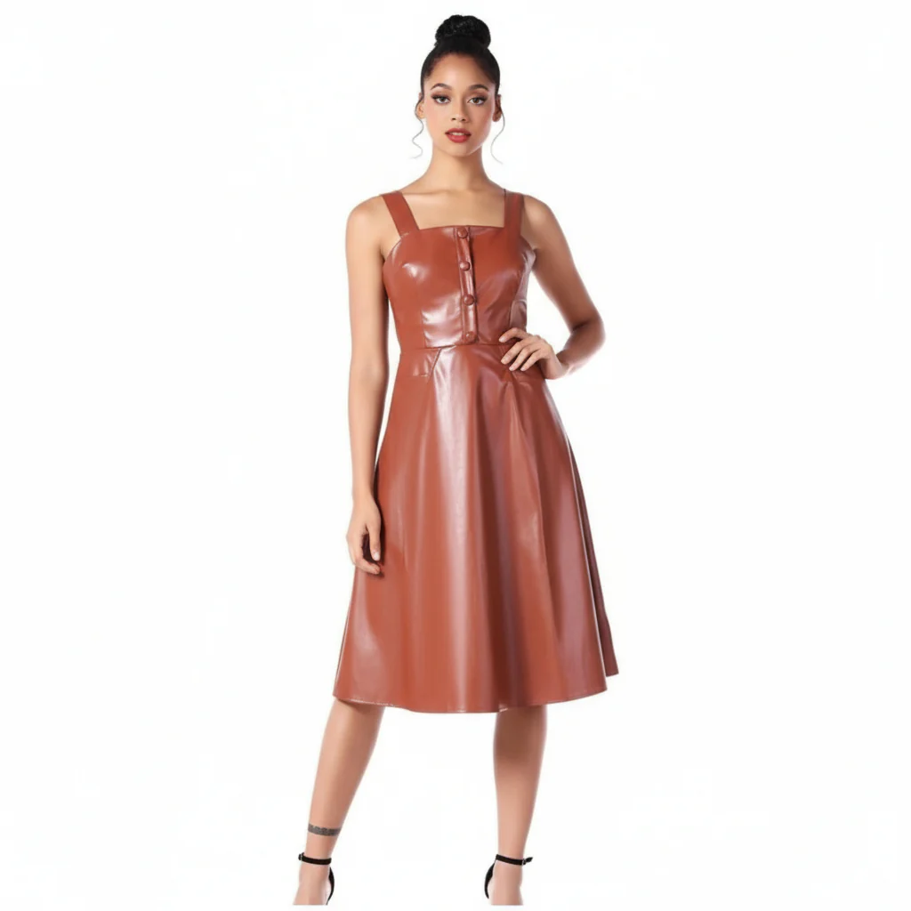 Faux Lather Dress - Image 5