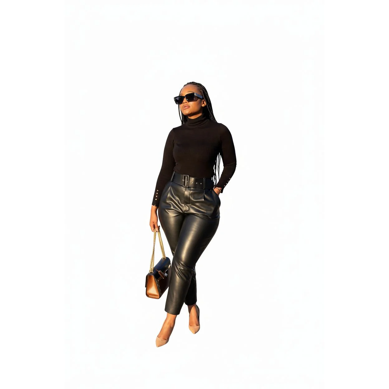 faux leather pants-high waist 