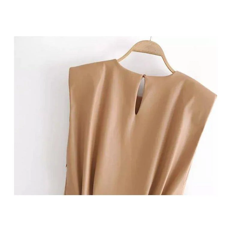 Faux Leather Pleated Mini Dress - Image 5