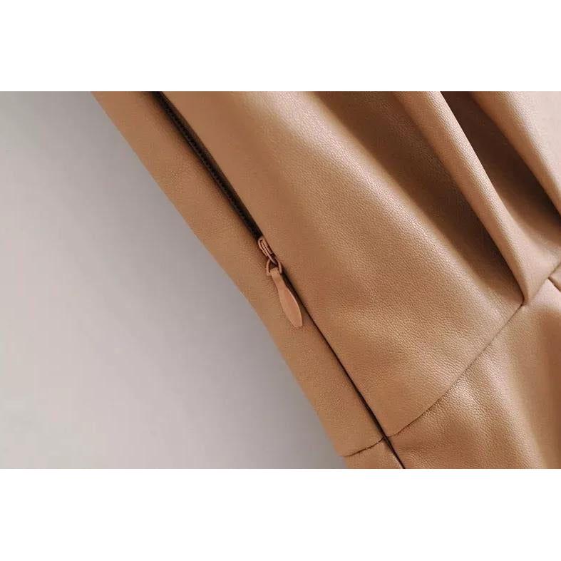 Faux Leather Pleated Mini Dress - Image 7