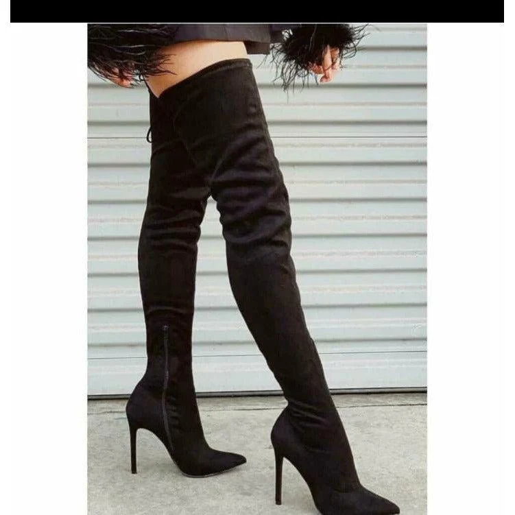 High Heel Suede Lace up Boot - Image 3