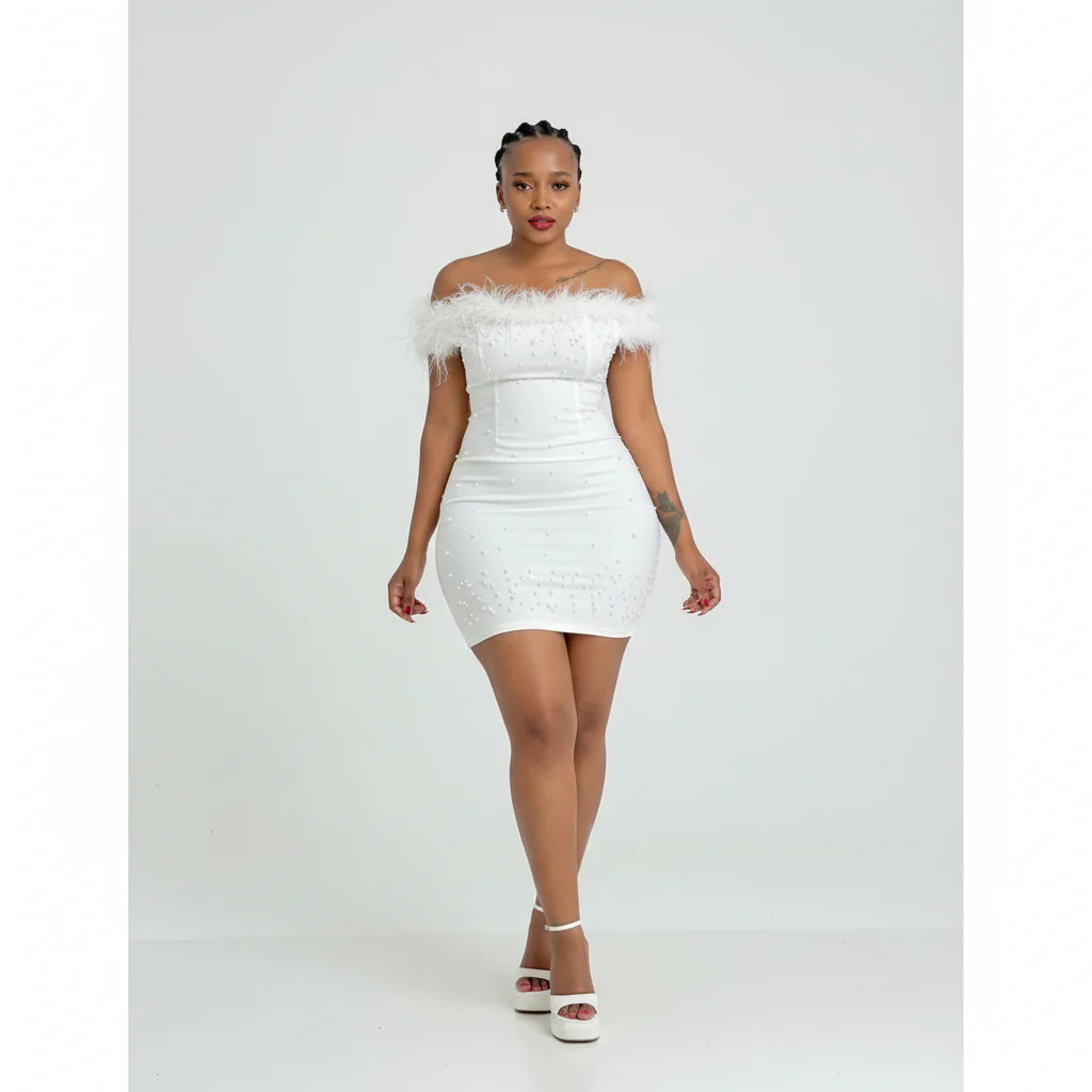 Feather Beads Mini Dress - Image 3