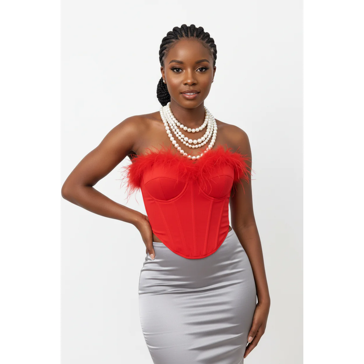 Feather Detail Crop Top - Image 3