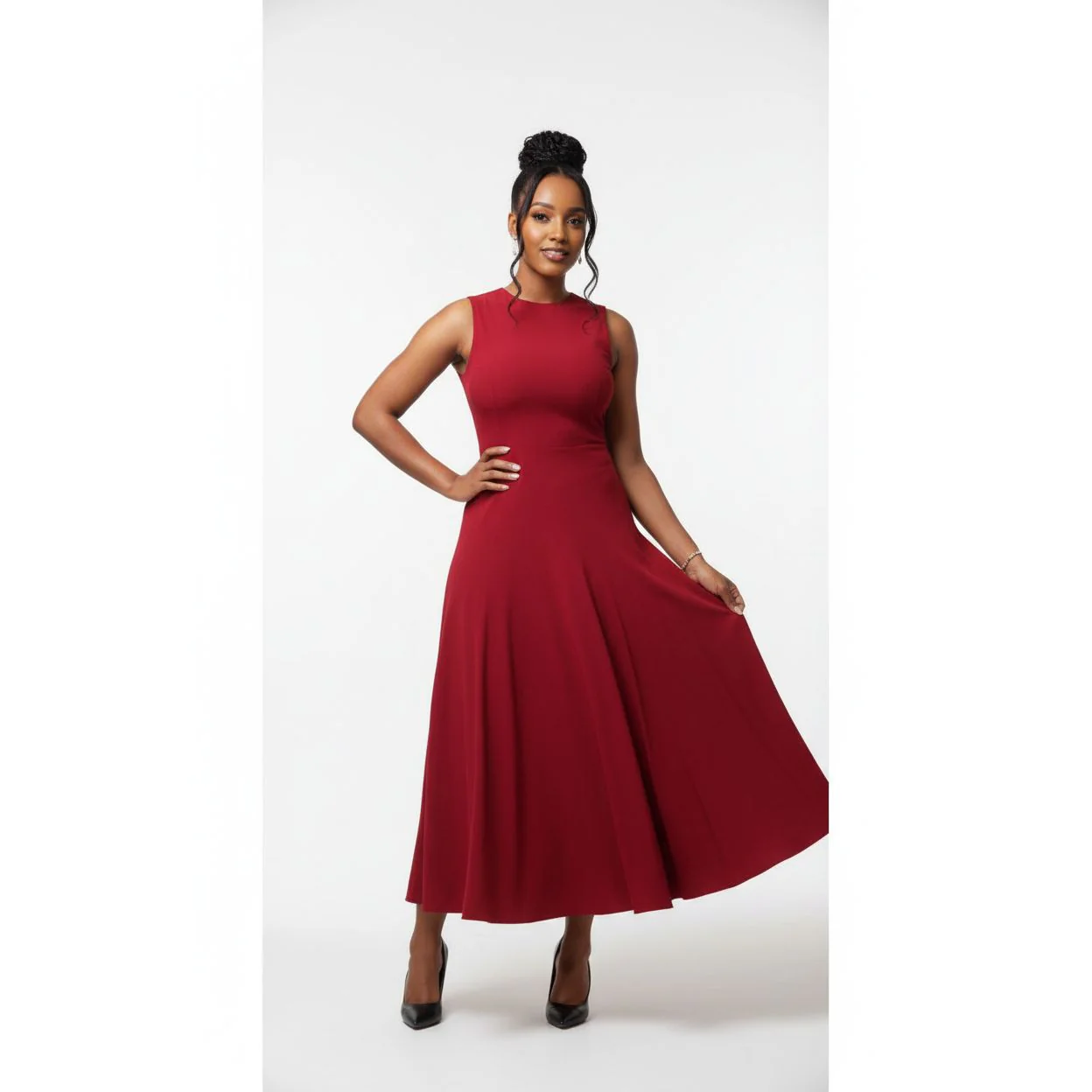 Fit & Flare Panelled Maxi Dress - Image 5