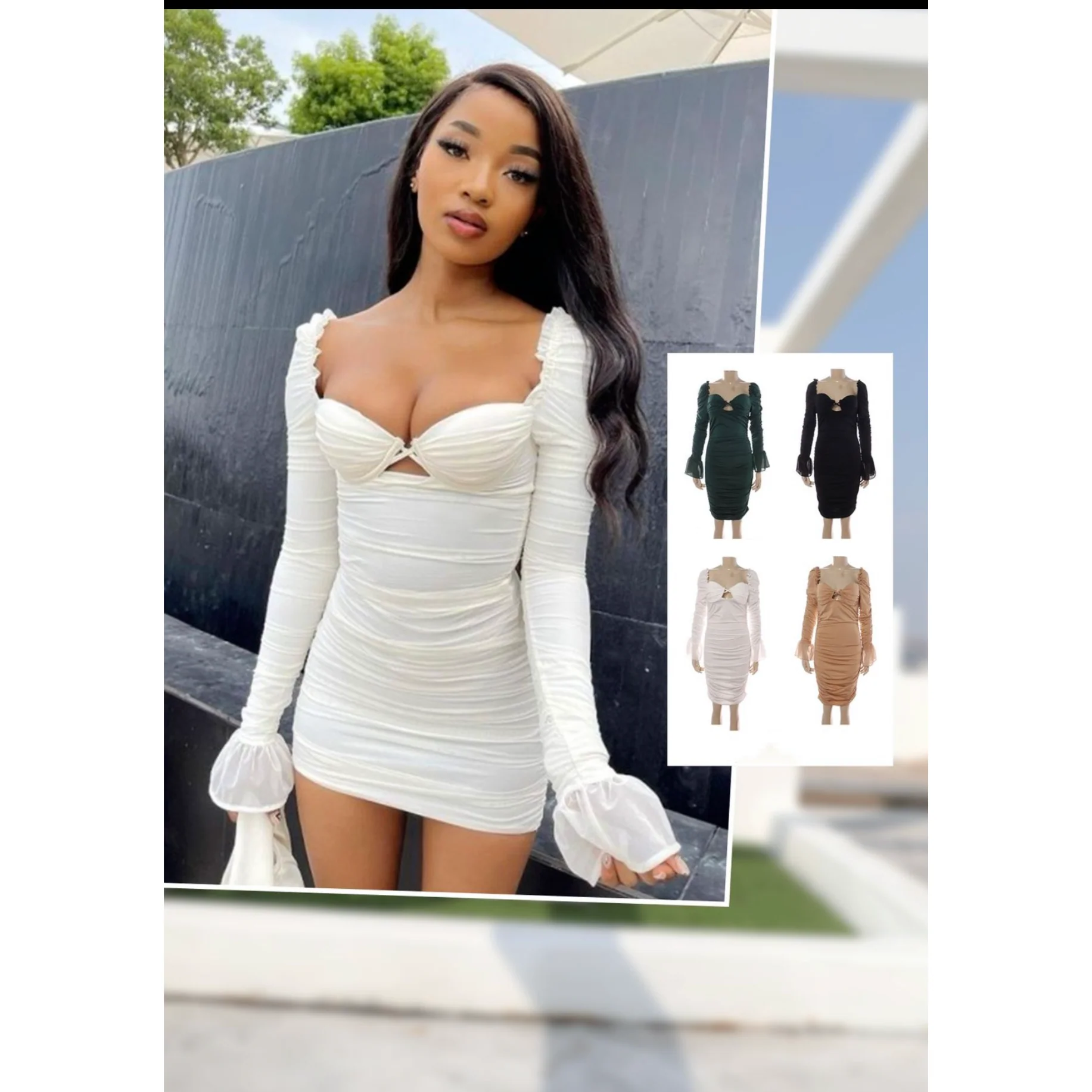 Flare Sleeve Bodycon Dress - Image 3