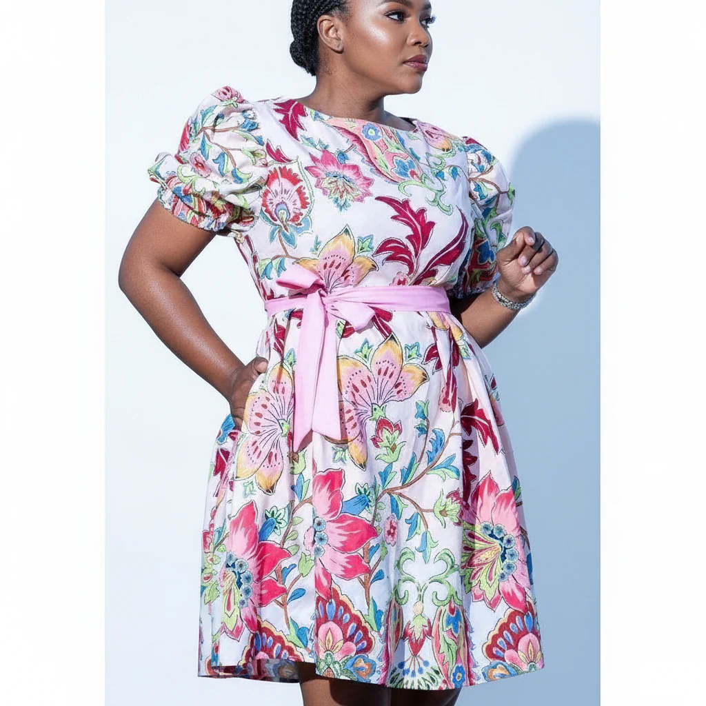Floral 3 Quarter Sleeve Midi Dress - Image 2
