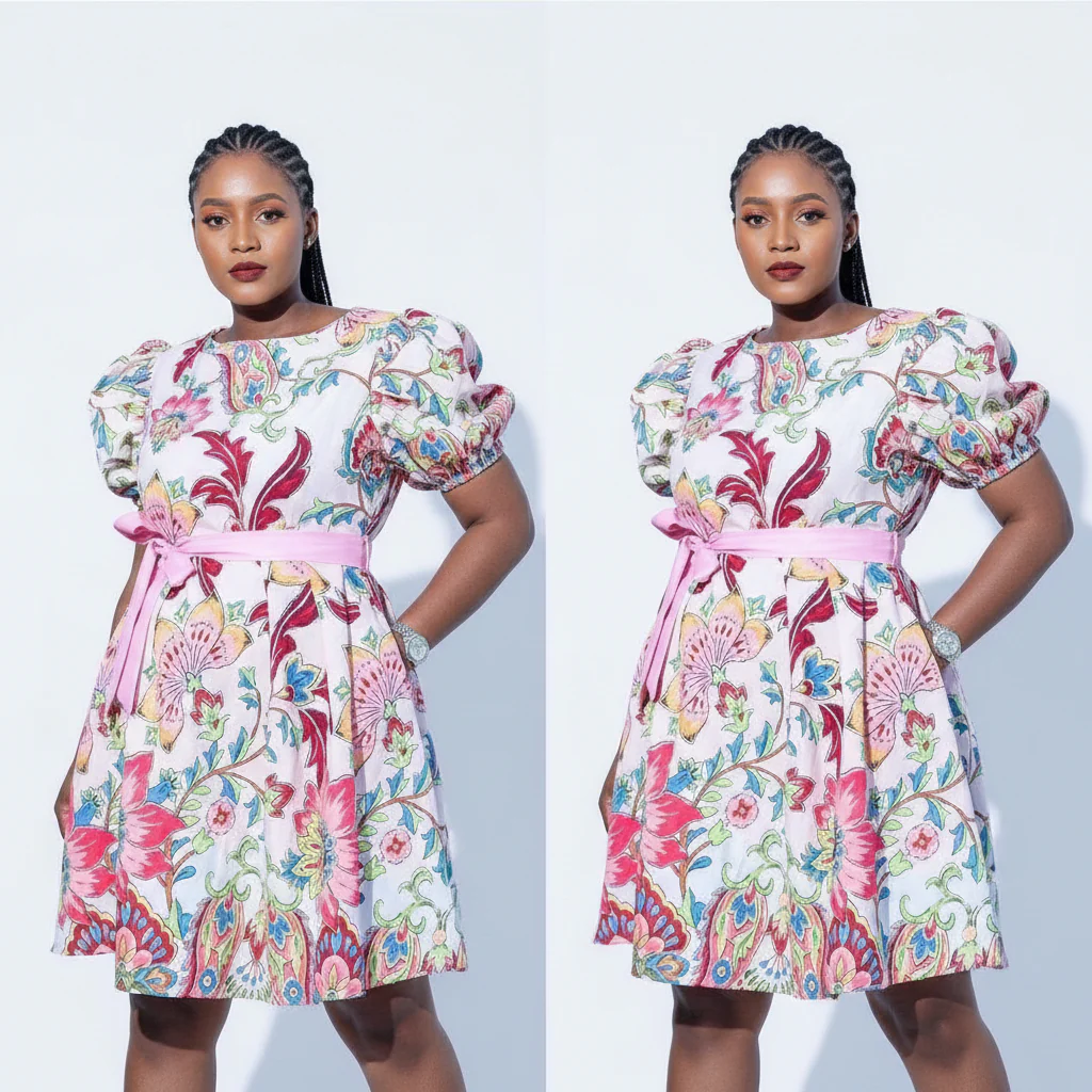 Floral 3 Quarter Sleeve Midi Dress - Image 3