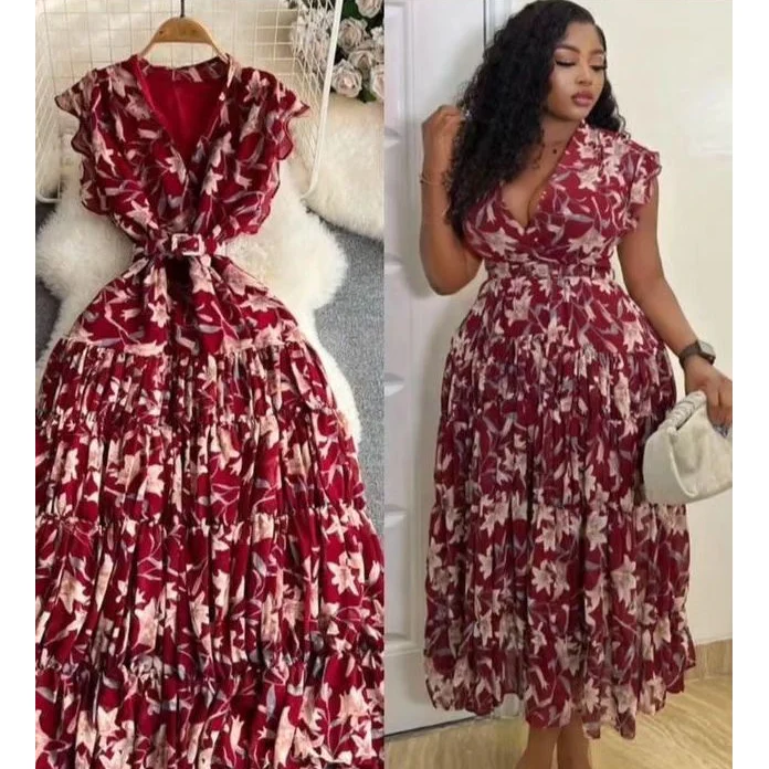 Floral Chiffon Vintage Dress - Image 3