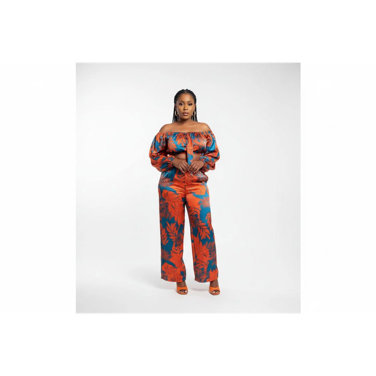 Floral Crop Top and High Wested Pant Set - Image 2