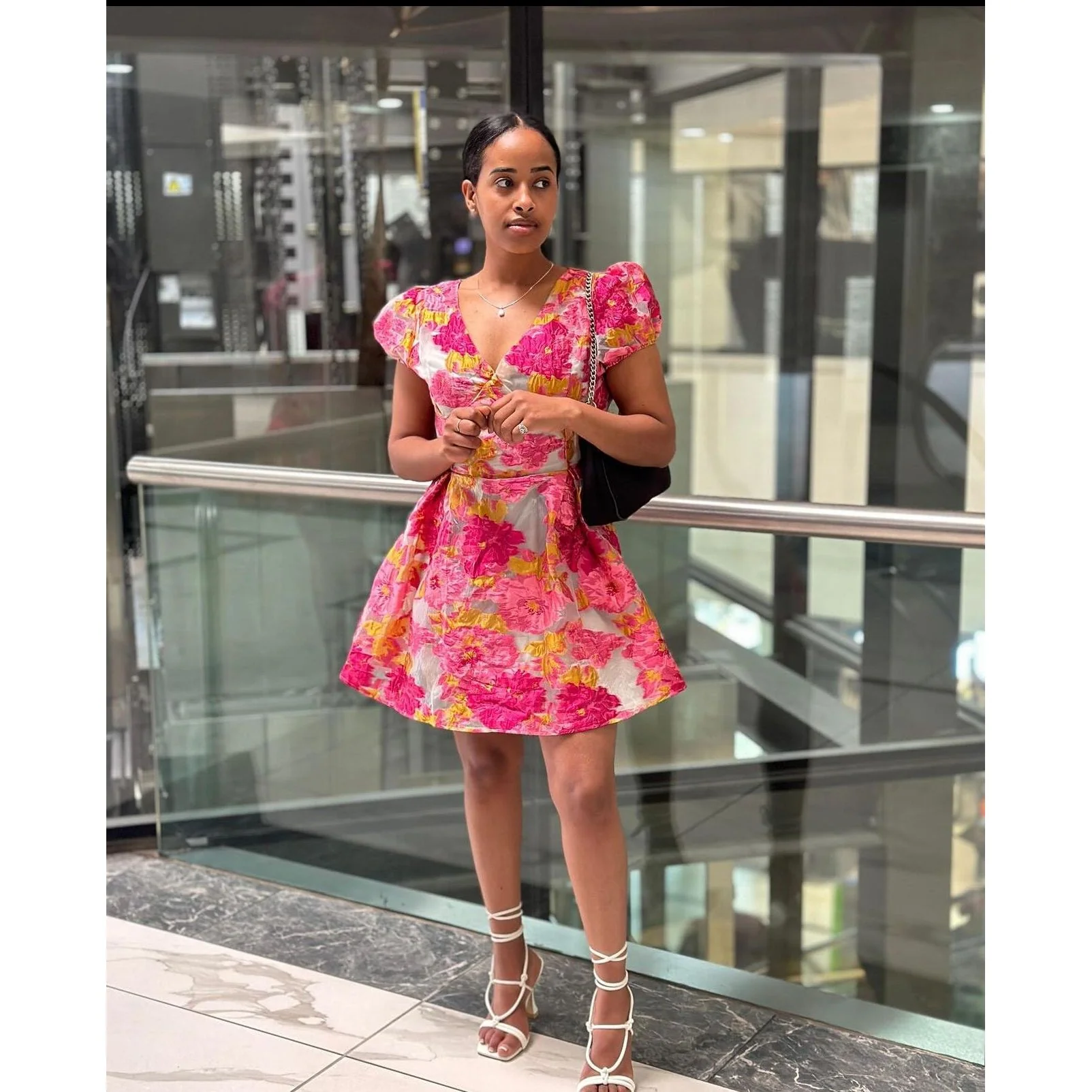 Floral Mini Puff Sleeve Dress - Image 4