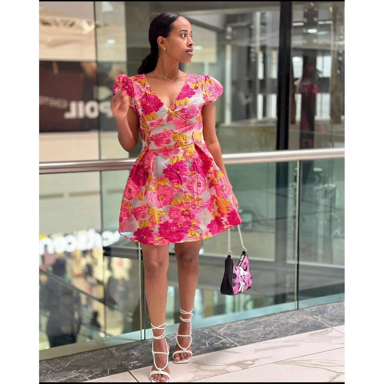 Floral Mini Puff Sleeve Dress - Image 5