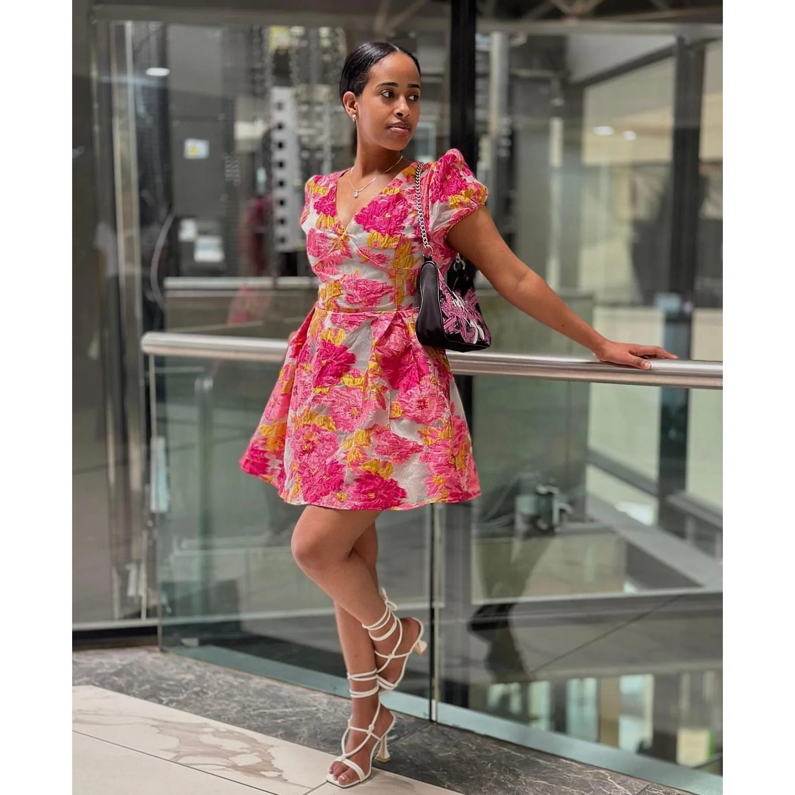 Floral Mini Puff Sleeve Dress - Image 7