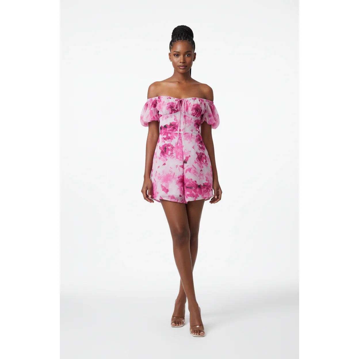 Floral Off the Shoulder Ruffled Romper - Image 3