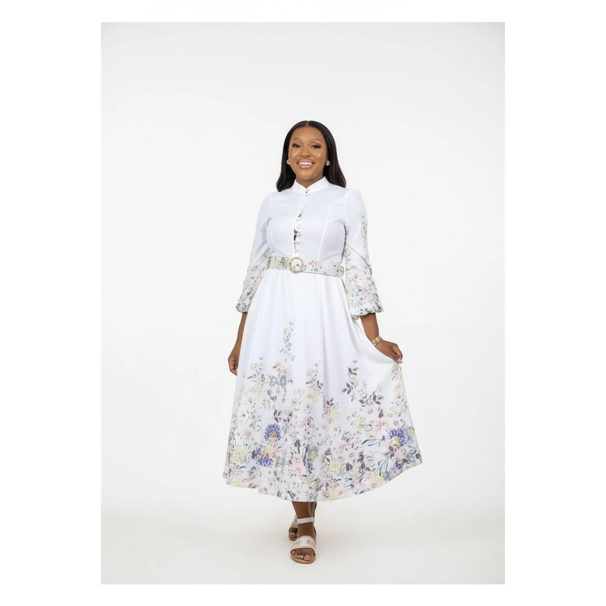 Floral Pleated Hem Dress