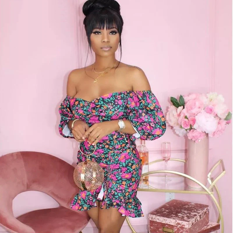 Floral Print Bodycon Mini Dress - Image 2