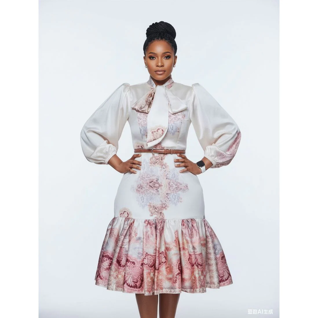 Floral Print Bottom Pleated Dress