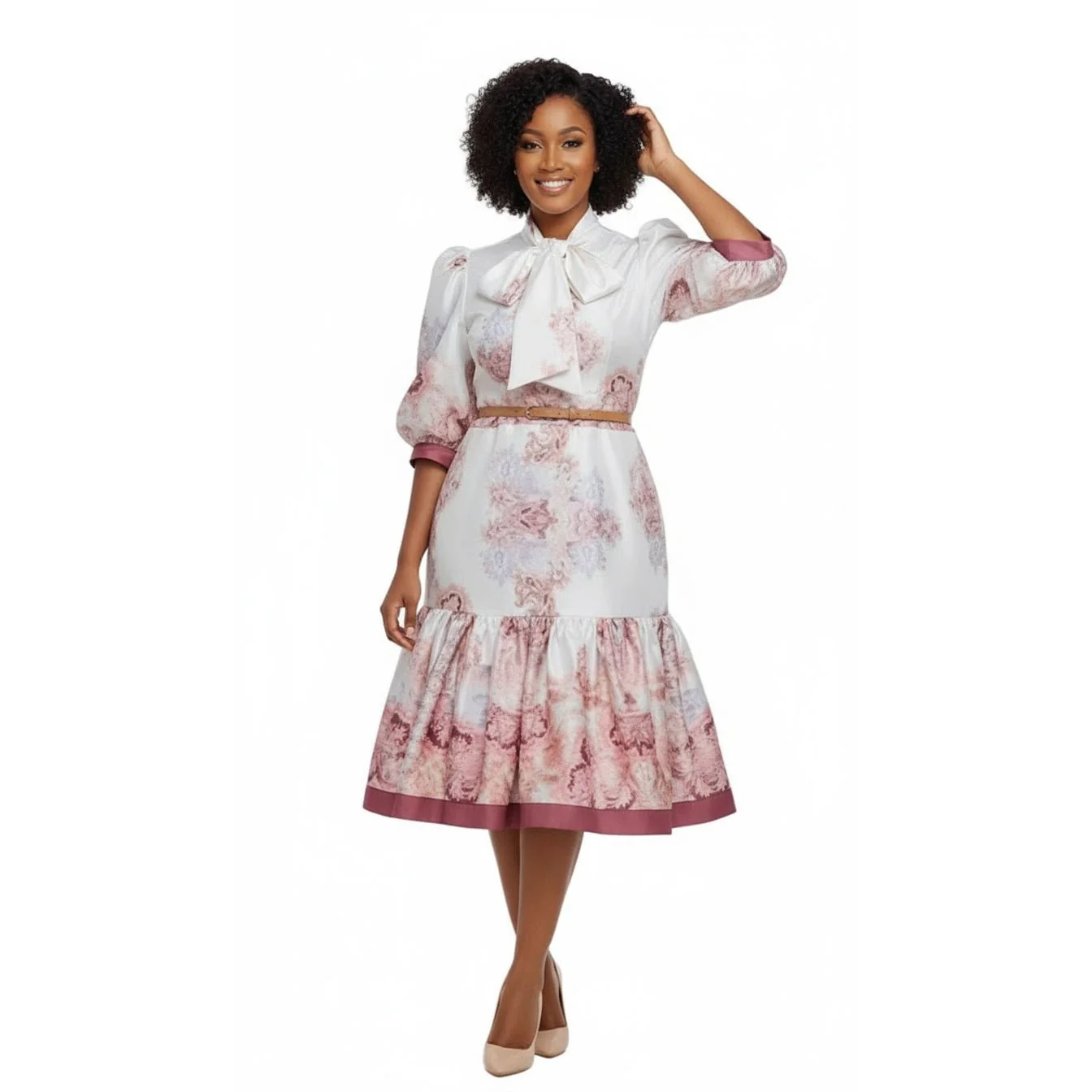 Floral Print Bottom Pleated Dress - Image 2