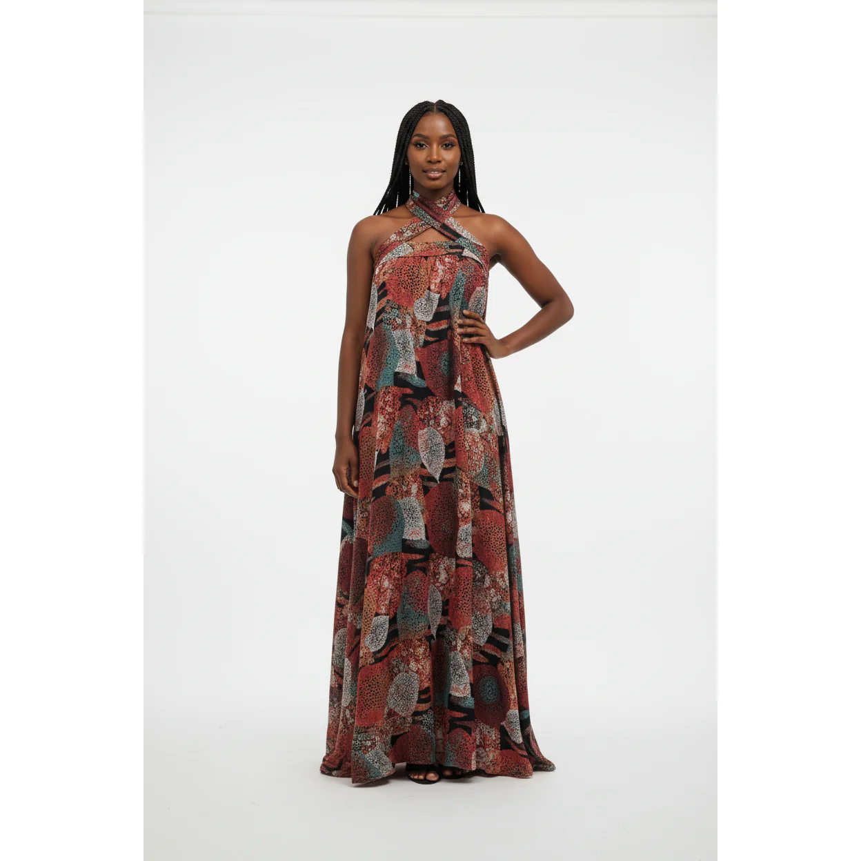 Floral Print Halter Neck Maxi Dress. - Image 3
