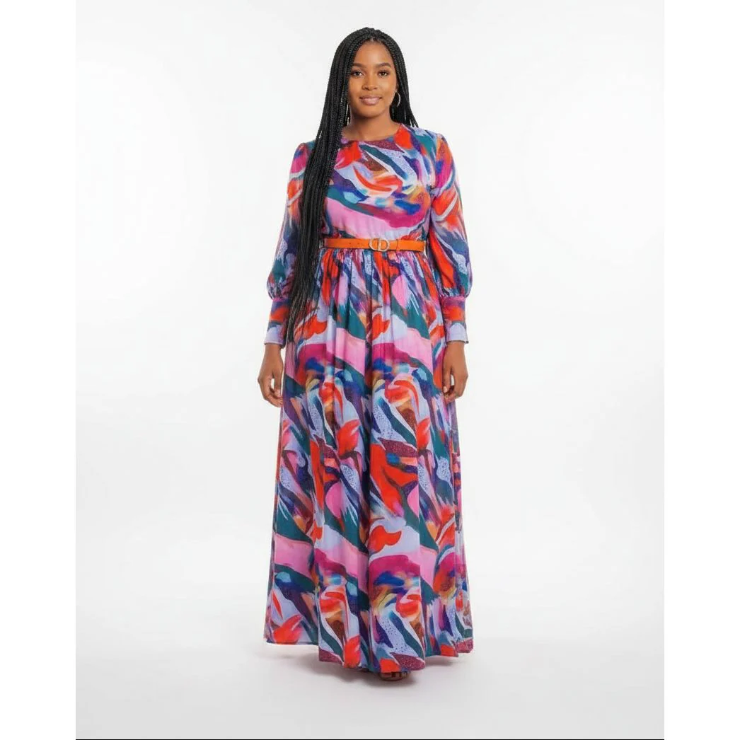 Floral Print Long Sleeve Maxi Dress
