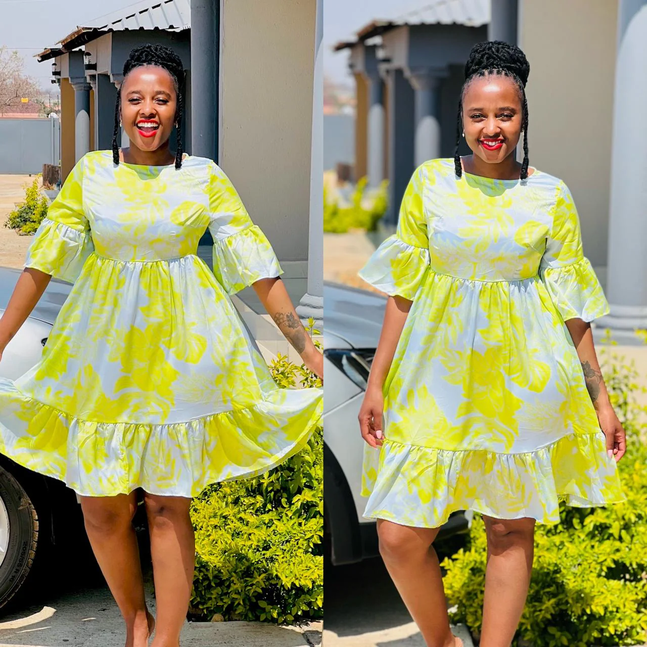 Floral Print Midi Vintage Dress - Image 2