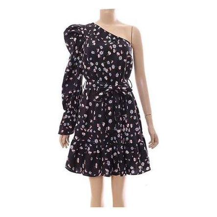 Floral Print One Shoulder Belted Dress. - Image 4